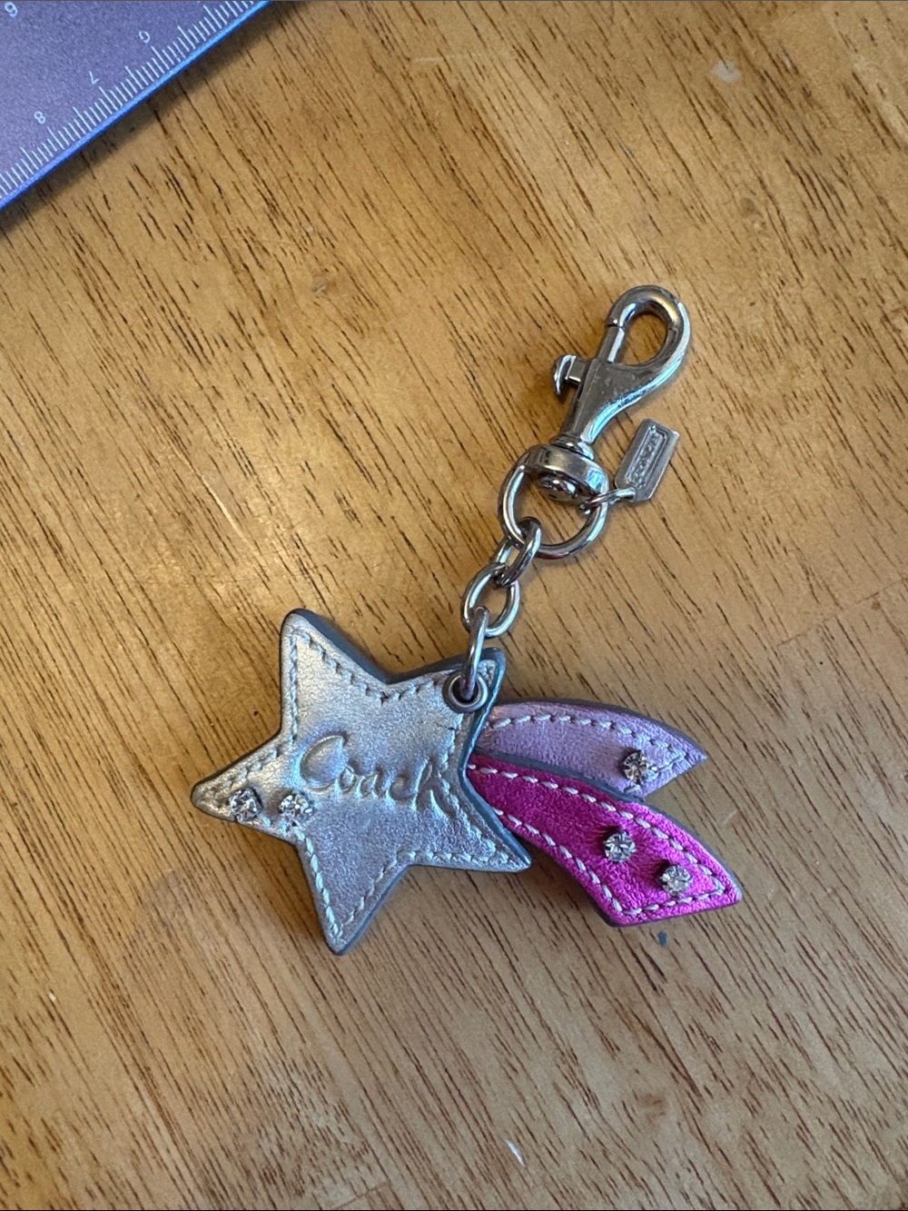 Coach Silver Star Keychain with Pink Shooting Tails